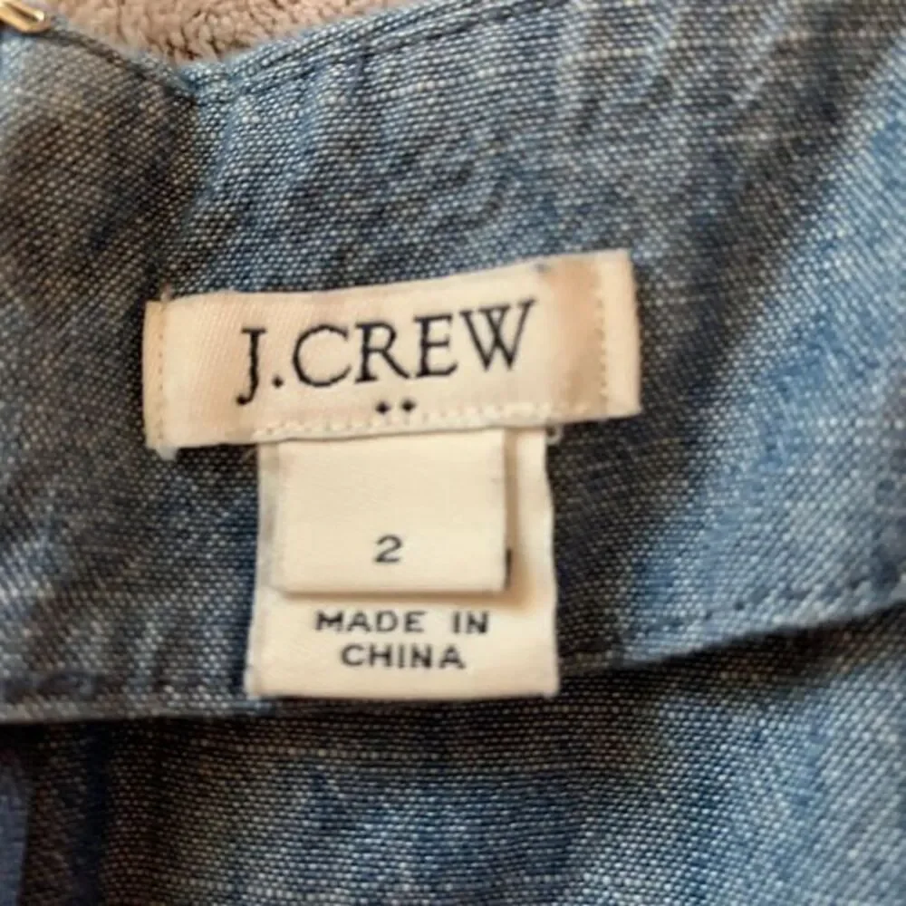 J. Crew‎ Chambray Dress Womens 2 Blue V-Neck Short Sleeve Tie Detail Casual Mini - Picture 5 of 8